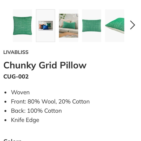 NWT Surya Wool Blend Kelly Green Chunky Grid 20x20 Decorative Pillow. Luxury. - Picture 3 of 10